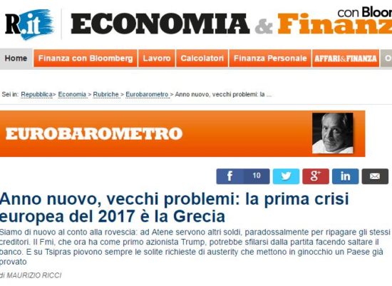 La Repubblica: Μπροστά στο ίδιο έργο και πάλι Ελλάδα – δανειστές